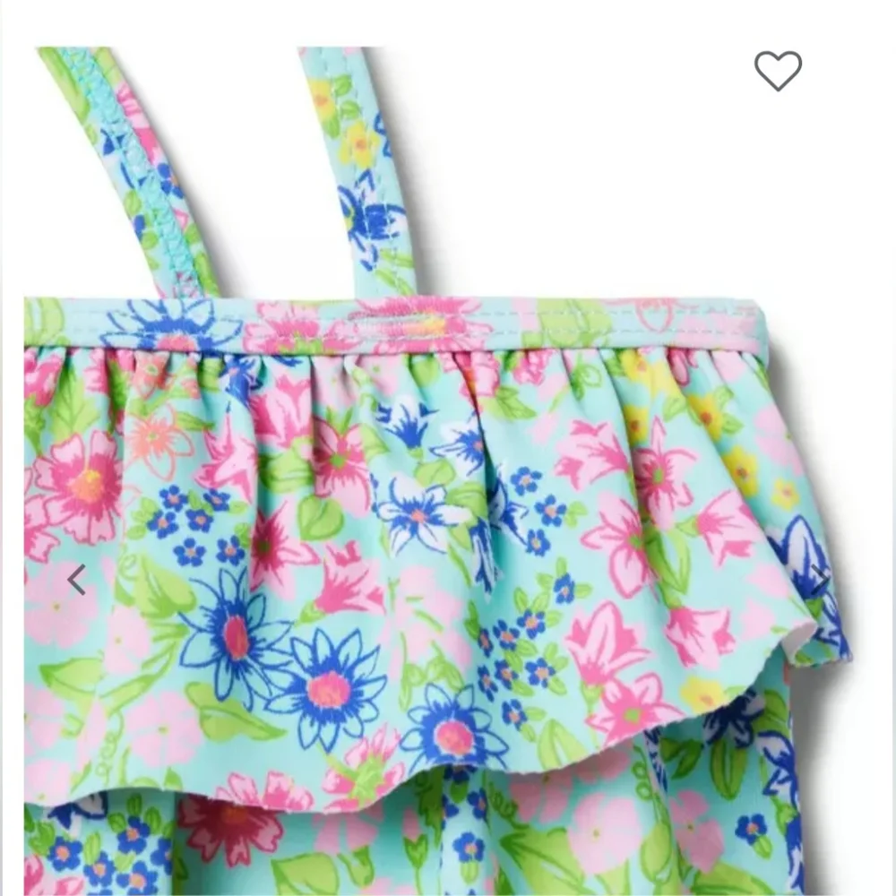 Janie and Jack Floral Ruffle Bikini in Mint Green, Pink, Blue